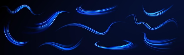 Efecto de rastros de luz de alta velocidad Tecnología de movimiento dinámico futurista Png línea de neón haz borroso