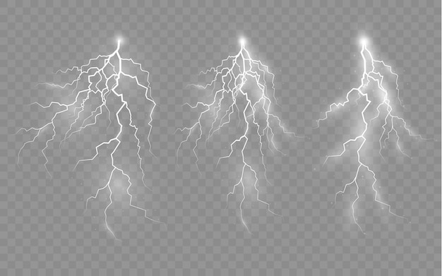 El efecto del rayo y el conjunto de iluminación de cremalleras tormenta y relámpago luz y brillo.