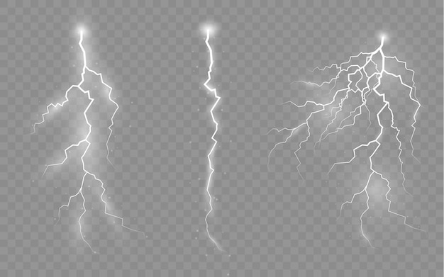 El efecto del rayo y el conjunto de iluminación de cremalleras tormenta y relámpago luz y brillo.