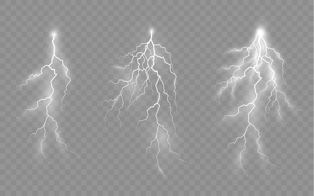 El efecto del rayo y el conjunto de iluminación de cremalleras tormenta y relámpago luz y brillo.