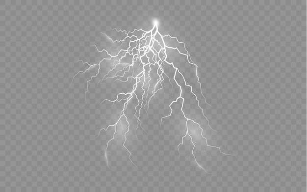 El efecto del rayo y el conjunto de iluminación de cremalleras tormenta y relámpago luz y brillo.