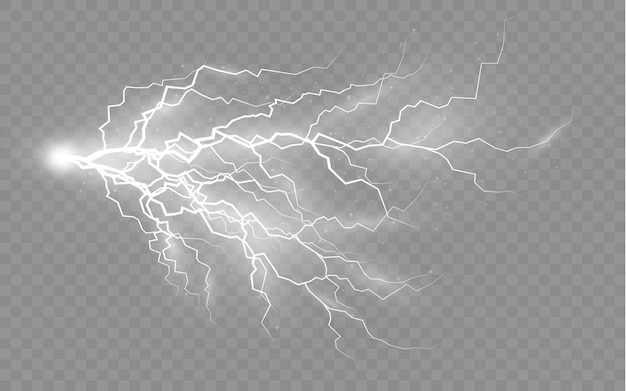 El efecto del rayo y el conjunto de iluminación de cremalleras tormenta y relámpago luz y brillo.