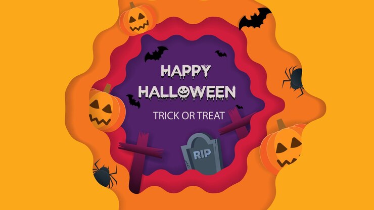 Efecto de recorte de papel de fondo feliz de Halloween