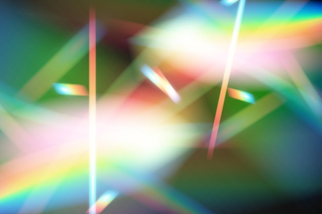 Efecto de reflexión de la luz del arco iris de cristal Lentes iridescentes claras y coloridas