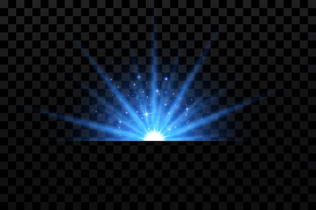 Efecto resplandor azul partículas brillantes estrellas ilustración vectorial