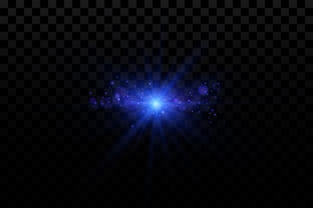 Efecto resplandor azul partículas brillantes estrellas ilustración vectorial