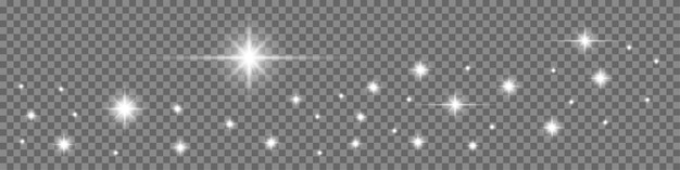 Efecto de resplandor Brillo brillante sobre un fondo transparente Destellos o haces de luz Destellos de estrellas Ilustración vectorial