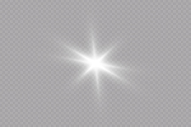 Efecto resplandor estrella sobre fondo transparente