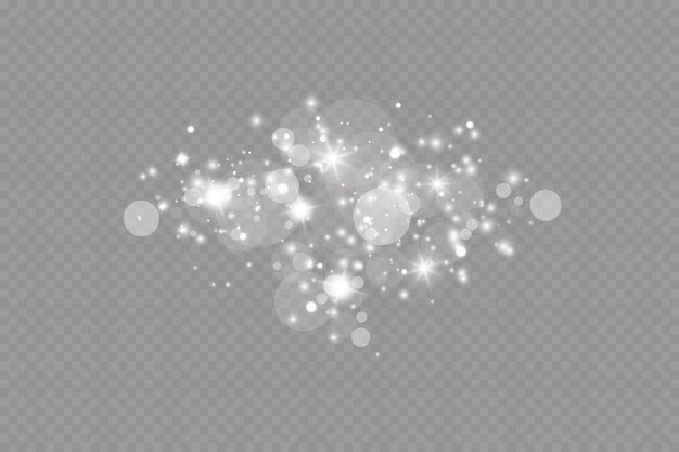 Efecto de resplandor Ilustración vectorial Flash de polvo de Navidad La nieve cae Copos de nieve