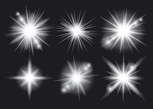 Efecto de resplandor de luz blanca conjuntos de rayos de luz
