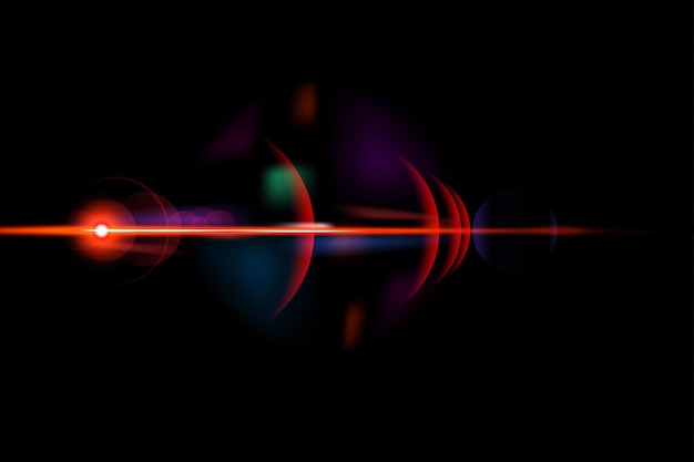 Efecto rojo de destello de lente de luz con luz solar vectorial.
