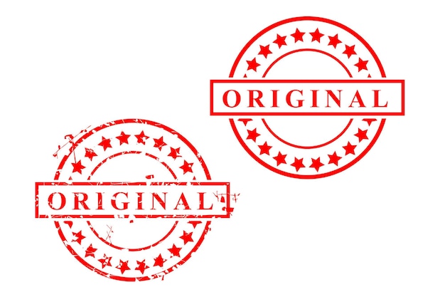 Efecto de sello de goma de círculo rojo vectorial de 2 estilos, original