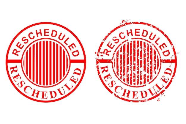 Efecto de sello de goma de rectángulo rojo oxidado de círculo vectorial de 2 estilos, reprogramado, reprogramado