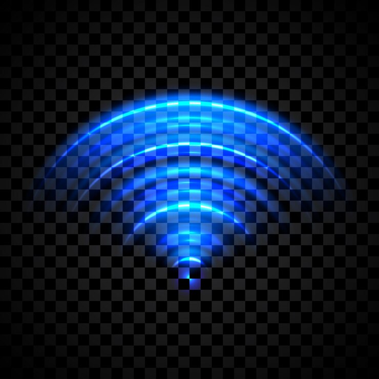Vector efecto del sensor sistema de detección de radar escáner de señal de ondas de sonar láser aislado sobre fondo transparente