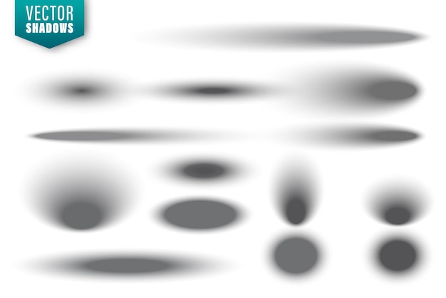 Efecto de sombra realista colección de sombras redondas aisladas en el vector de sombreado de superficie de fondo blanco