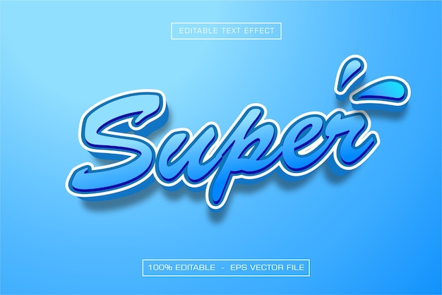 Efecto de súper texto Estilo de texto de agua editable