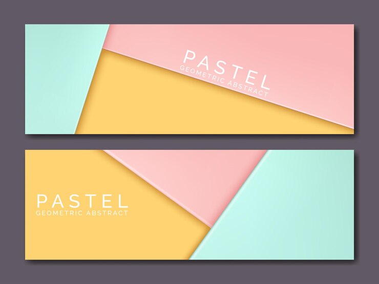 Efecto de superposición de papel Banner web abstracto geométrico en colores pastel