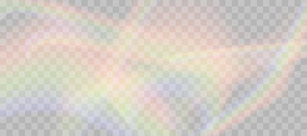 Efecto de superposición de refracción del arco iris borroso Efecto del prisma de la lente de luz en un fondo transparente Reflexión holográfica Reflexión de cristal Fuga de luz Superposición de sombra Ilustración resumida vectorial