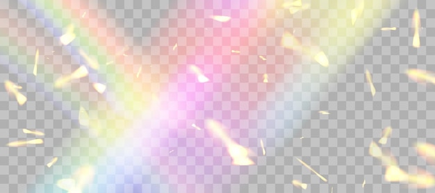 Efecto de superposición de refracción del arco iris borroso Efecto del prisma de la lente de luz en un fondo transparente Reflexión holográfica Reflexión de cristal Fuga de luz Superposición de sombra Ilustración resumida vectorial