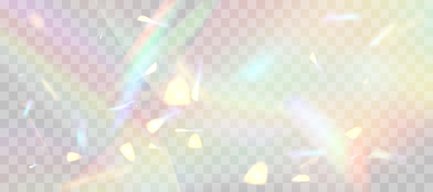 Efecto de superposición de refracción del arco iris borroso Efecto del prisma de la lente de luz en un fondo transparente Reflexión holográfica Reflexión de cristal Fuga de luz Superposición de sombra Ilustración resumida vectorial