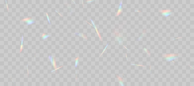 Efecto de superposición de refracción del arco iris borroso Efecto del prisma de la lente de luz en un fondo transparente Reflexión holográfica Reflexión de cristal Fuga de luz Superposición de sombra Ilustración resumida vectorial