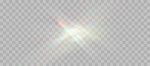 Efecto de superposición de refracción del arco iris borroso Efecto del prisma de la lente de luz en un fondo transparente Reflexión holográfica Reflexión de cristal Fuga de luz Superposición de sombra Ilustración resumida vectorial