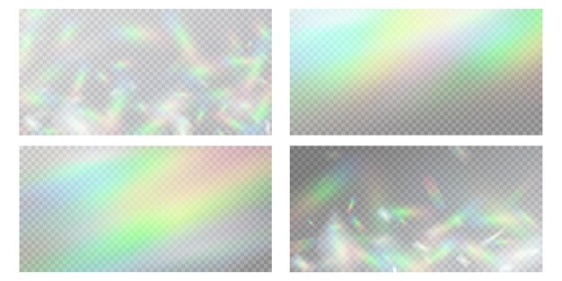 Efecto de superposición de refracción borrosa del arco iris Efecto de prisma de lente de luz en un fondo transparente Holograma