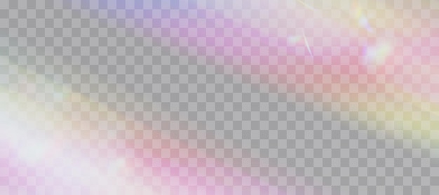 Efecto de superposición de refracción borrosa del arco iris Efecto de prisma de la lente de luz en un fondo transparente