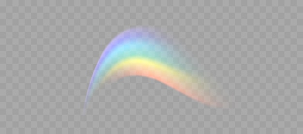 Efecto de superposición de refracción borrosa del arco iris Efecto de prisma de la lente de luz en un fondo transparente