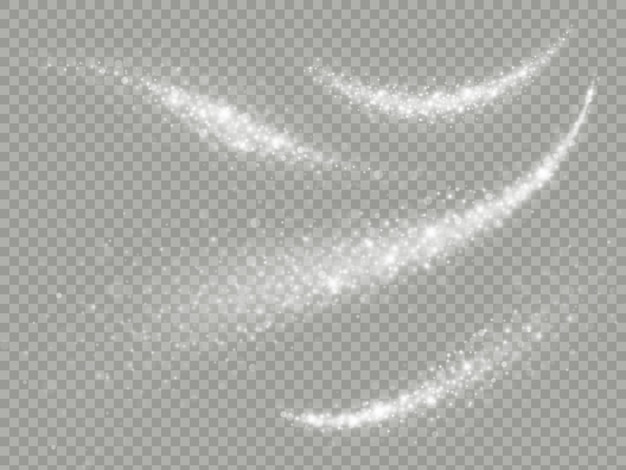 Efecto superpuesto mágico brillante rastro de onda de brillo de polvo de estrellas brillantes.