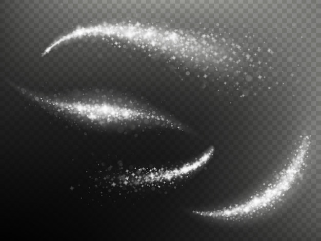 Efecto superpuesto mágico brillante rastro de onda de brillo de polvo de estrellas brillantes.