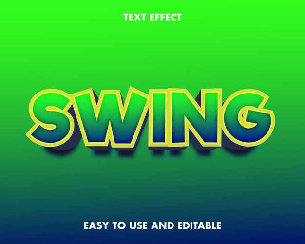 Efecto Swing Text. Estilo de fuente editable.