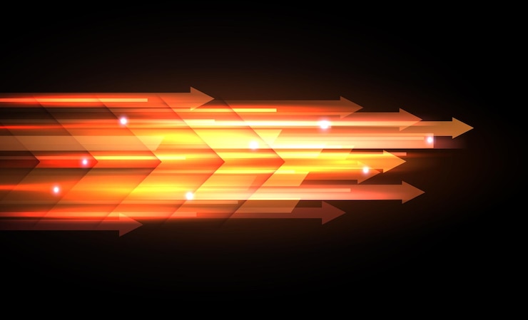 Vector efecto de tecnología de línea de flecha de luz de alta velocidad moderna abstracta. movimiento abstracto moderno de alta velocidad