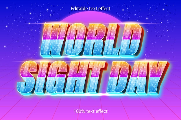 Efecto tet editable del día mundial de la vista retro con estilo moderno