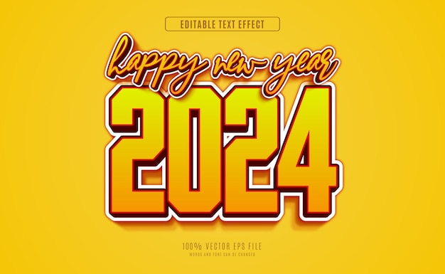 Efecto de texto 2024 Año Nuevo
