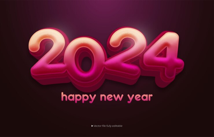 Vector efecto de texto 2024 estilo de texto 3d editable