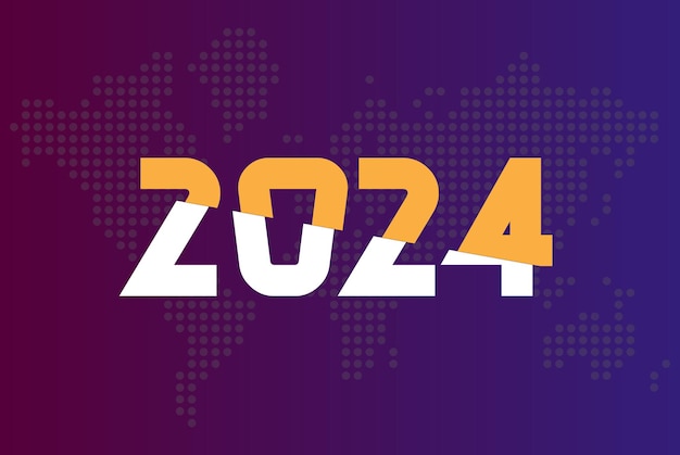 Efecto de texto 2024 y feliz año nuevo 2024, texto 3D
