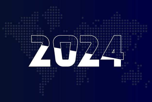 Efecto de texto 2024 y feliz año nuevo 2024, texto 3D