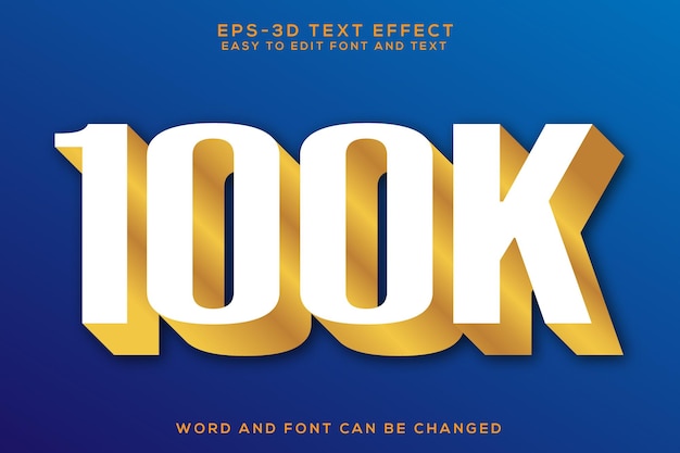 Efecto de texto 3d de 100k