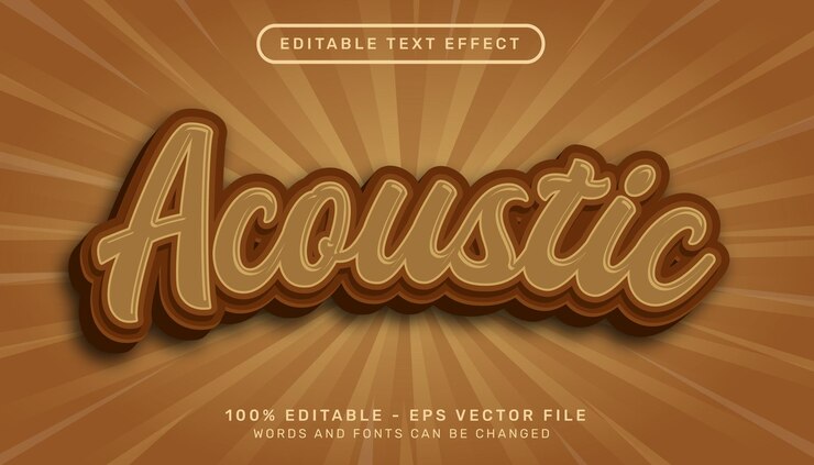 Vector efecto de texto 3d acústico y efecto de texto editable