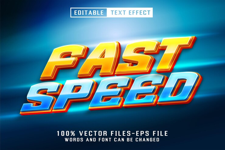 Vector efecto de texto 3d de alta velocidad efecto de mensaje de texto editable vector premium