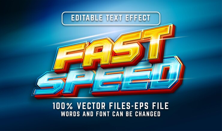 Vector efecto de texto 3d de alta velocidad. efecto de texto editable vectores premium
