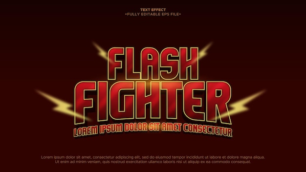 Vector efecto de texto 3d animado de flash fighter