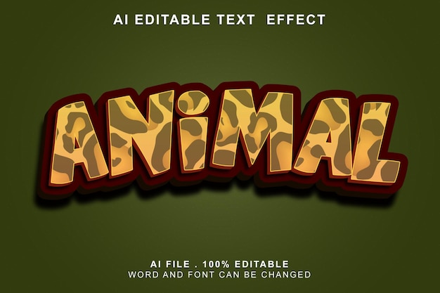 Vector efecto de texto 3d animal