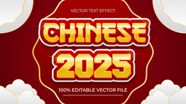 Efecto de texto 3D de año nuevo chino y efecto de texto editable con fondo de año nuevo chinés