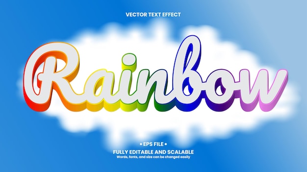 Vector efecto de texto 3d del arco iris