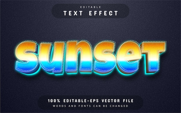 Efecto de texto 3d atardecer editable