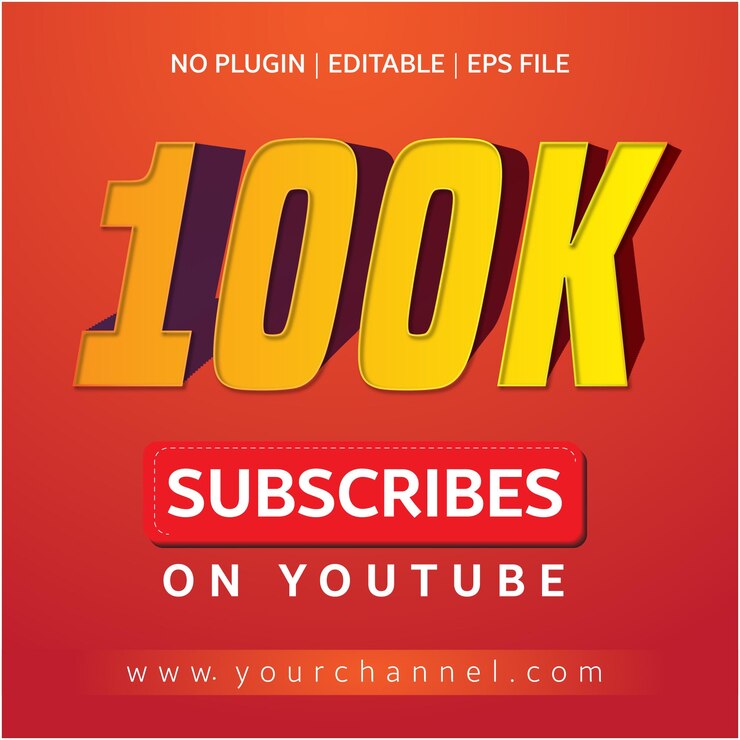 Efecto de texto 3D de banner de seguidor de Youtube de 100k