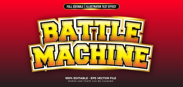 Efecto de texto 3d de battle machine editbale