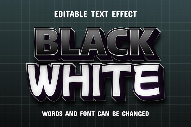Vector efecto de texto 3d blanco negro